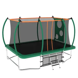 [Bellemave]8x14ft Outdoor Trampoline with Safety Enclosure Net, 8 Foam Padded Poles & 4 W-Shaped Legs, ASTM Certified, UV-Resistant for Backyard Fitness & Recreation