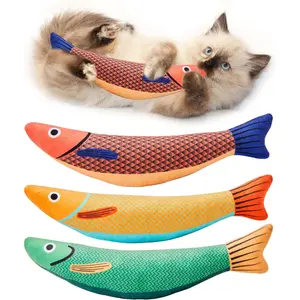 Cat Toys Saury Fish, 3 Pack Catnip Crinkle Sound Toys Soft and Durable, Interactive Cat Kicker Toys for Indoor Kitten Exercise 9.4 Inches for All Breeds