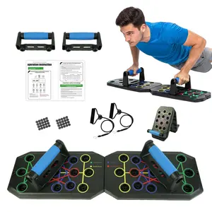 Home Gym Workout Equipment Push-Up Board with Resistance Bands, 30 Hole Full Body Training System, Portable Fitness for Men Women Beginners