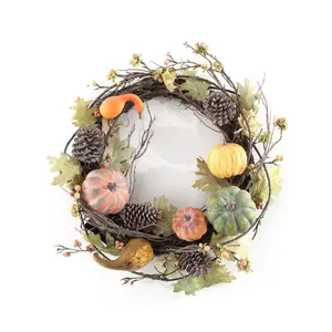 Safavieh Faux 24" Oak Leak Wreath W/ Pumpkins