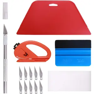 15 Pcs Multi-Function Wallpaper Smoothing Tool Kit for Contact Paper Peel and Stick Wallpaper Car Wrap Vinyl Window Tint Glass Film with Adhesive Brush Tray Roller Knife