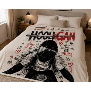 Hooligan Rider Blanket, K-pop Arirang Street Style Gang Graphic Tee, Army Fan Gift, World Tour 2026, Gift for Music Lover, Merch For Army Suitable as a gift sizes 60*80,30*40 ,40*50 50*60