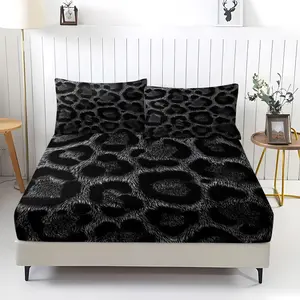 Leopard Print Plush Bedding Set, Soft Comfortable Sheet Cover, Luxurious Wild Style Home Textiles, All Seasons Suitable