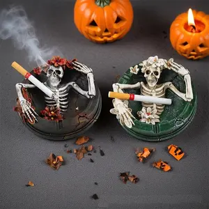 New Creative Skull Resin Ashtray, Home Desktop Decoration Ornament, Halloween Craft Gift, Unique Personalized Design