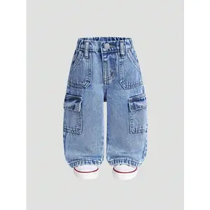 Baby Boy Cotton Adjustable Waist Cargo Pocket Casual Pants