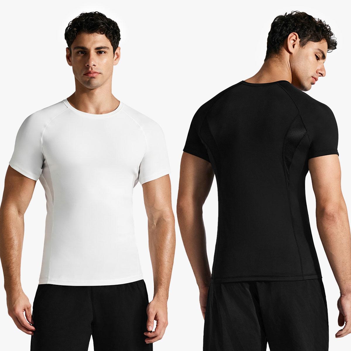 Men’s Short Sleeve Compression Shirt with Breathable Mesh Panels at Underarms and Back – Lightweight Stretch Athletic Performance T-Shirt for Gym, Training, Running and Daily Active Wear