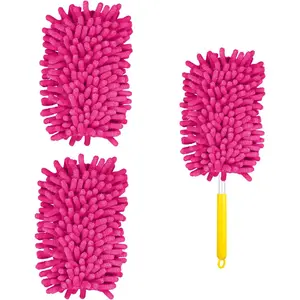 2 count Duster Refills, Microfiber Dusters Heavy Duty Refills 360 Ceiling Fan Duster Replacements  Hand Dusters for Cleaning (Rose Red)