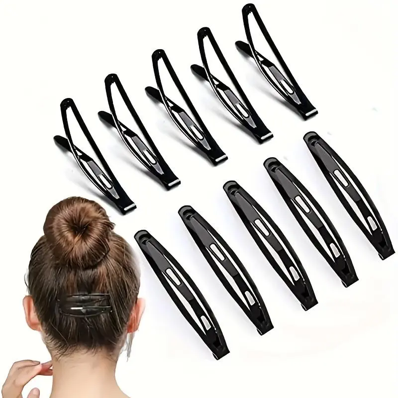 Women's Metal Snap-Button Hair Clips - Metal Clips, Modern Black Fashion Hair Accessories for Everyday Use, 10/20/30pcs Pack