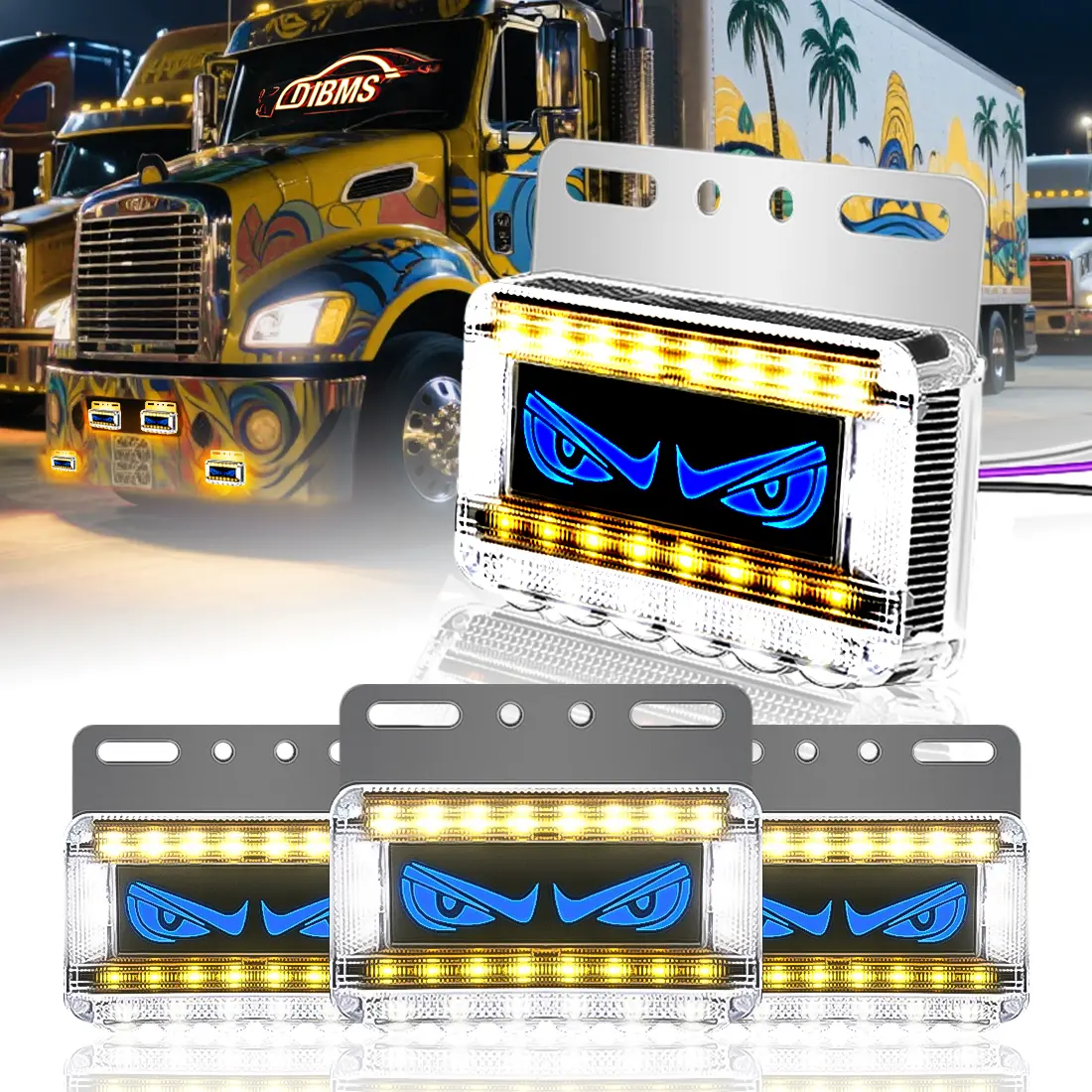 DIBMS 4 pcs 4.8” Amber LED Mini Devil Eyes Trailer Side Marker Lights Universal Waterproof Shockproof Exterior Signal Lights for Trucks RV's Boats LED Devil Eyes Sign Amber Car Lights