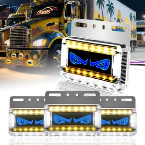 DIBMS 4 pcs 4.8” Amber LED Mini Devil Eyes Trailer Side Marker Lights Universal Waterproof Shockproof Exterior Signal Lights for Trucks RV's Boats LED Devil Eyes Sign Amber Car Lights