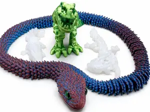 Articulated 3D Printed Dragon and Dinosaur 4 Pack Flexible Fidget Fantasy | 0488