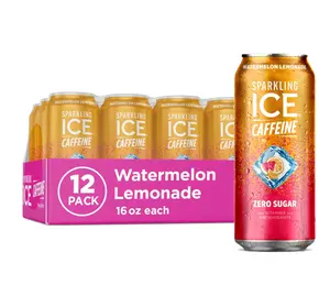 Sparkling Ice Caffeine Watermelon Lemonade Sparkling Water with Caffeine, Zero Sugar, with Antioxidants and Vitamins,16 fl oz Cans (Pack Of 12)