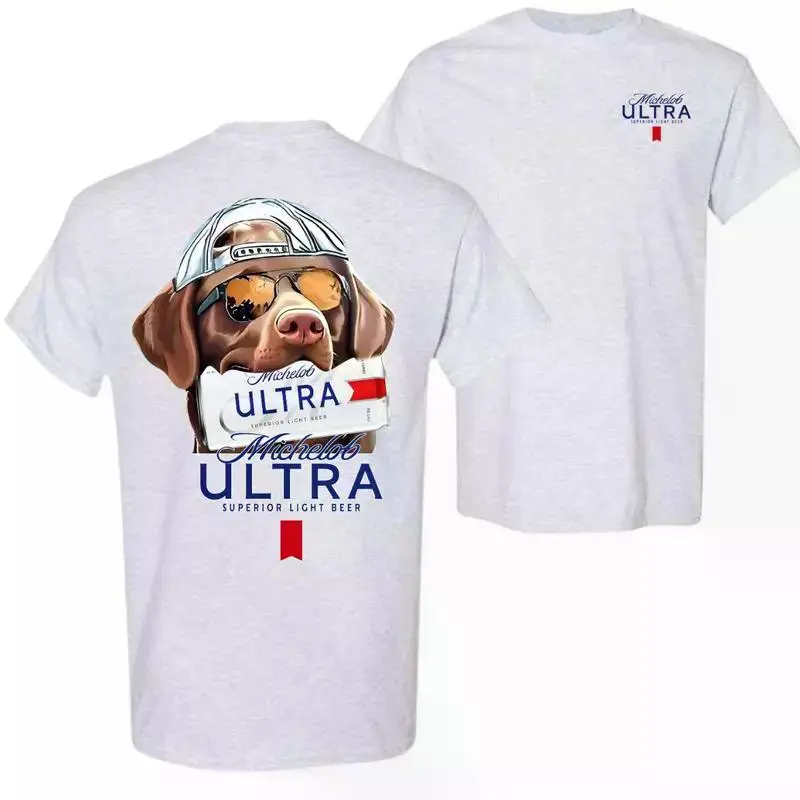 Michelob Ultra T-Shirt – Chocolate Lab with Sunglasses Graphic, Perfect Gift for Dog Lovers and Sports Fans, Men's Cotton Tee