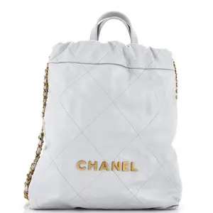 Pre-owned CHANEL Leather Backpacks 22 Chain Backpack Quilted Calfskin Medium by Rebag