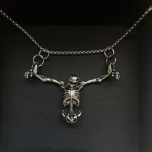 [Angela New Arrivals] Skull necklace punk style retro pendant necklace trendy personalized high-end jewelry necklace