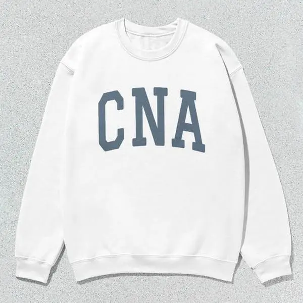 Men's CNA Certified Nursing Assistant Collegiate Crewneck Sweatshirt, Unisex Grey Casual Long-Sleeve Pullover Tops