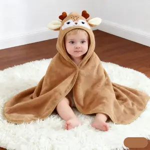 Baby Bath Towel with Hat, Shower Towels, Newborn Baby Blanket, Multifunctional, Soft Polyester Fabric, Cute Cartoon Design, 0-3 Years