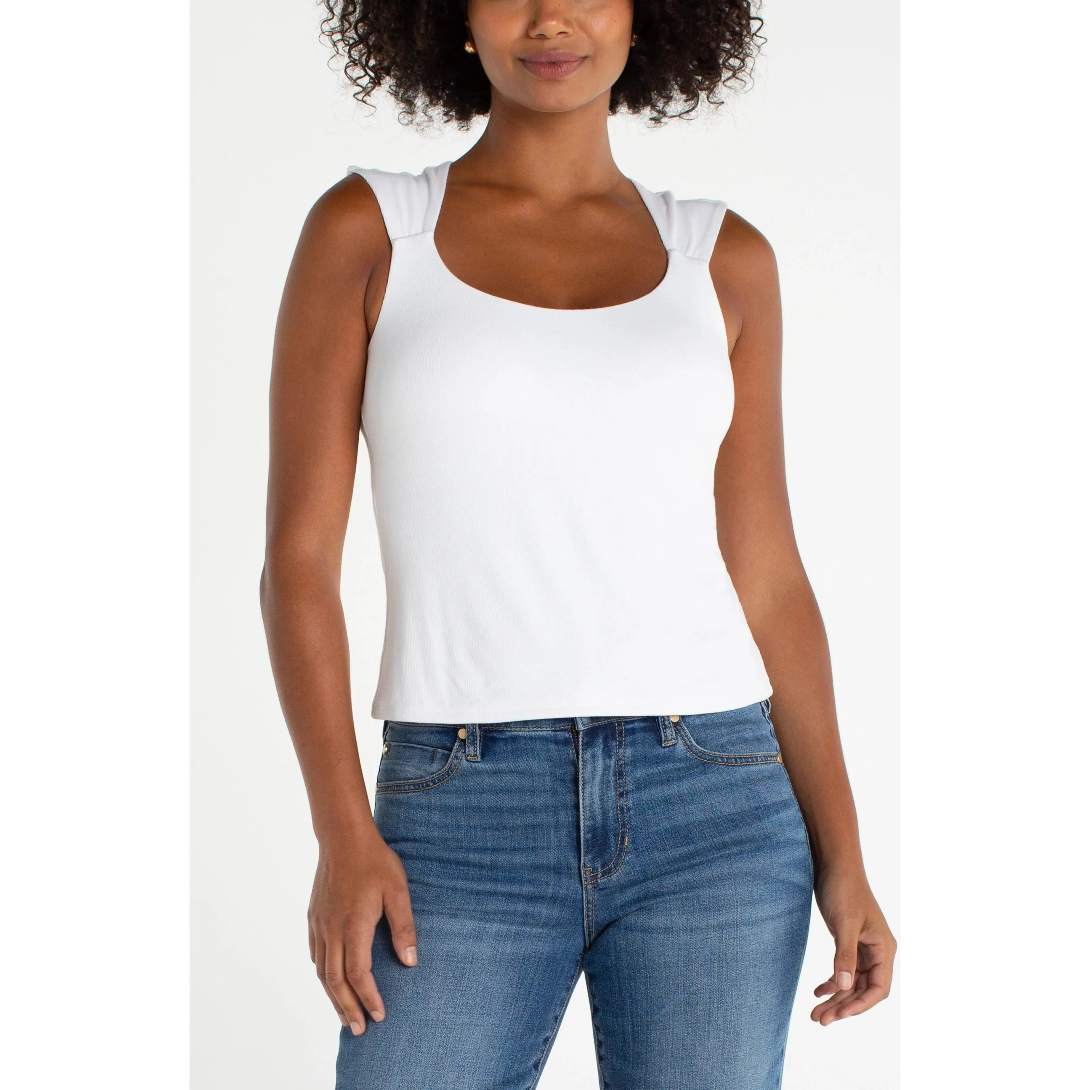 Liverpool Sleeveless Built-in-Bra Cream Top