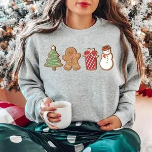 Cute Gingerbread Cookies Sweatshirt | Women’s Merry Christmas Sweatshirt | Holiday Cookie Lover Sweater | Cozy Winter Christmas Sweatshirt