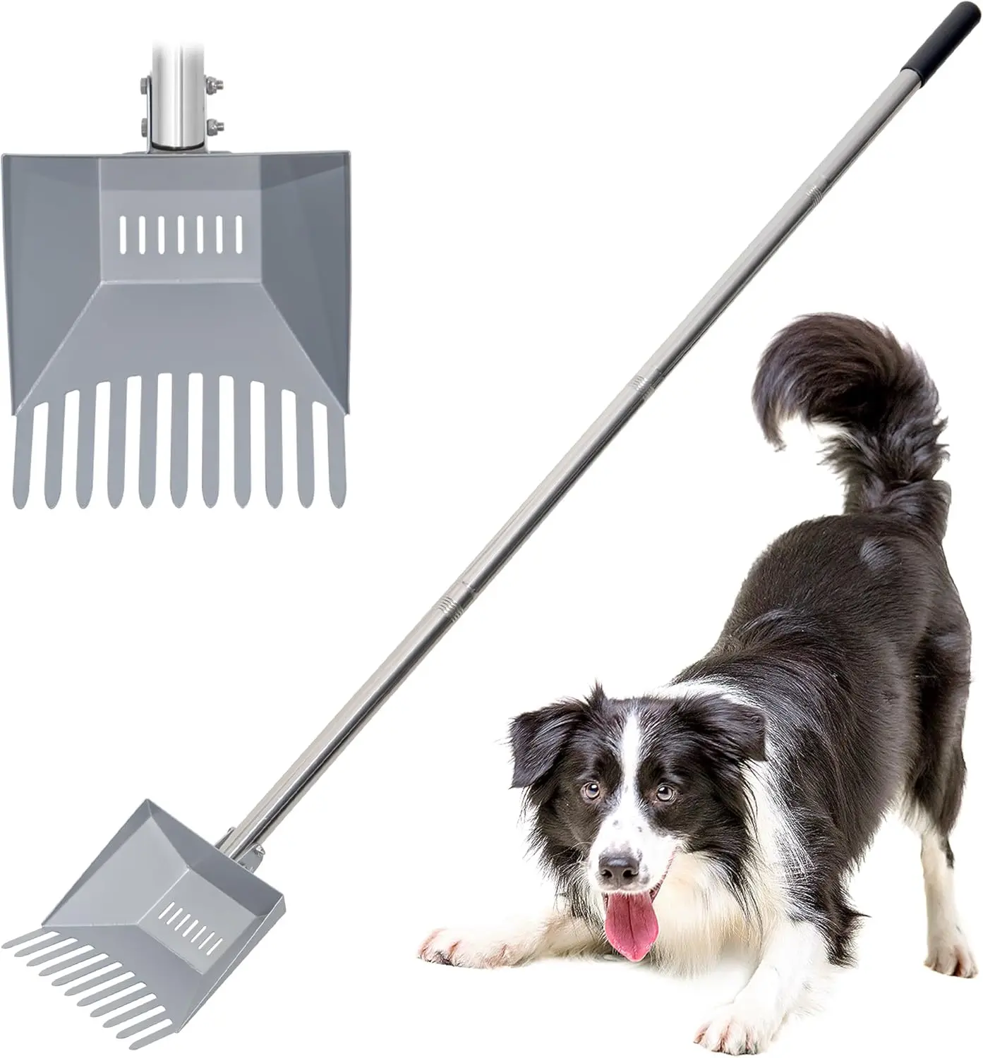 CKLT Dog Pooper Scooper Stainless Steel Long Handle Outdoor 28in Pet Removal Shovel Yard Leaves