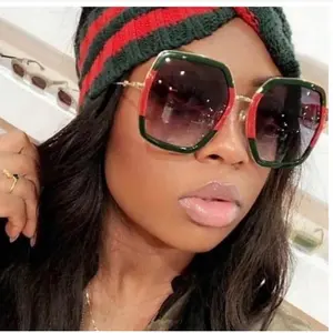 Green and Red Oval Round Sunglasses for Women - Stylish Design