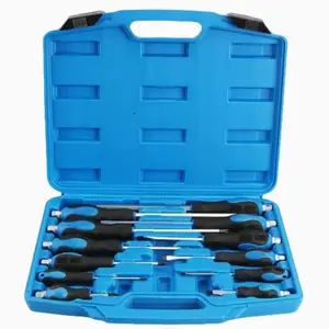 Magnetic Screwdriver Set 12 PCS with Black tips, 6 Phillips and 6 Flat Head Screwdrivers, with Go-Thru Steel Blades, High Torque for Fastening and Loosening (Black Tip_Matt Blade)