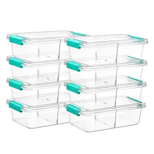 【New Arrival】Vtopmart 8 Pack 1.5 Qt Clear Pencil Box with Removable Divider, Plastic Pencil Case Crayon Box, Stackable Storage Containers with Lid for Pen, Art Craft, Back to School Teacher Supplies