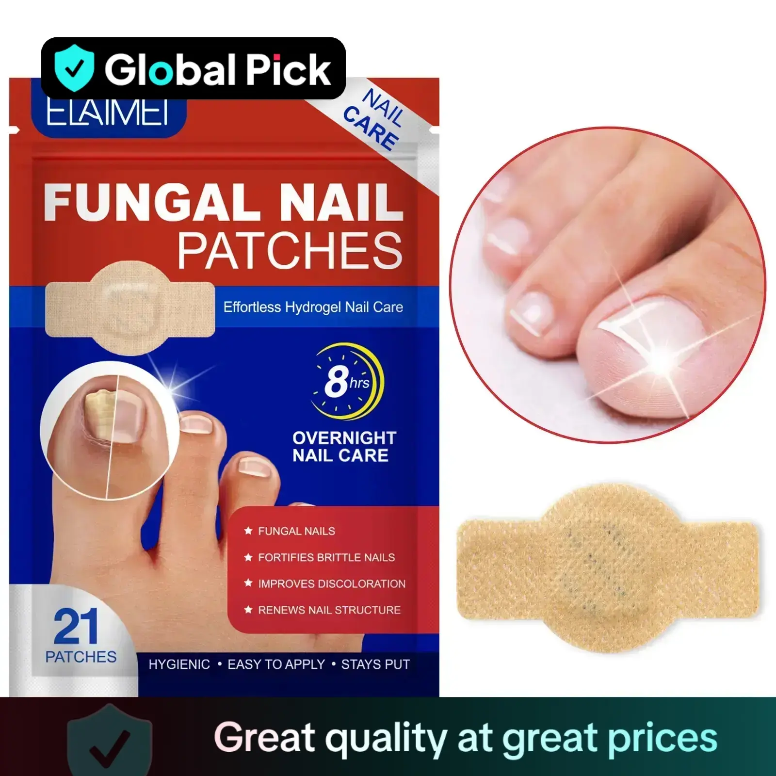 Fungal Nail Patches, 21pcs/box Nail Health Care Patches, Nail Care Patches, Suitable for Solving Fungal Nails and Other Nail Problems