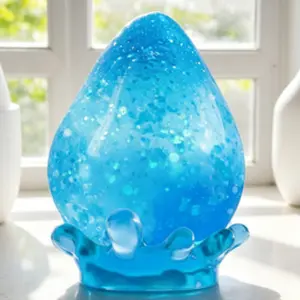 Sparkle Blue Water Drop Squishy Toy, Super Soft Maltose Texture, Anxiety Relief Fidget Toy for Office Home