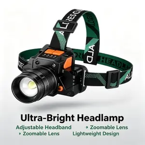 Rechargeable Tactical Headlamp with Zoom Lens - Super Bright, Hands-Free, Multi-Modes, Remote Control, Multicolor for Camping, Work, Tactical Accessories Christmas Set