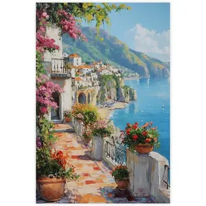 Amalfi Coast Italy Shore Landscape Oil Painting Style Painting Poster Canvas Painting Print Wall Art Modern Living Room Office Bedroom Room Aesthetics Decoration