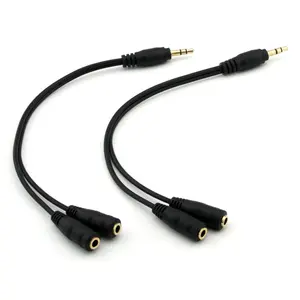 2-Pack Gold Plated 3.5mm Stereo Jack Splitter Cable Adapter Connectors ,3.5mm Male To 2 X Female - for Connecting External Speakers or Use Both Output for Speakers For Ipod, Mp3 Player