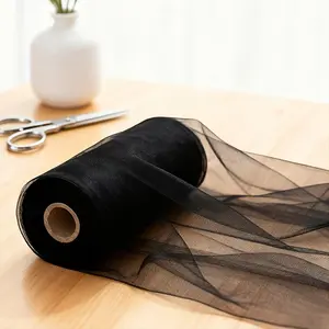 Sheer Fabric Roll 50 Yards, Transparent Material Ideal for Halloween Decorations, Perfect for Haunted House Themes & Stage Backdrops, Semi Sheer Tulle