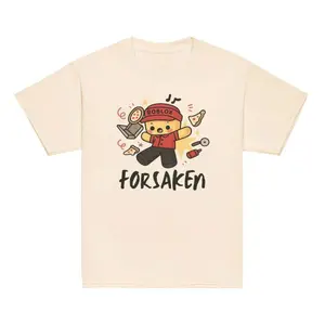 Youth and Adult Roblox Forsaken Elliot Unisex Youth T-Shirt, Gamer Boys Birthday Gift Present, c00lkid toddler boy clothing, toddler boy summer tee, Youth clothing, birthday gift, summer shirt, Family shirt, Natural Country Boy and girl Graphic Tee