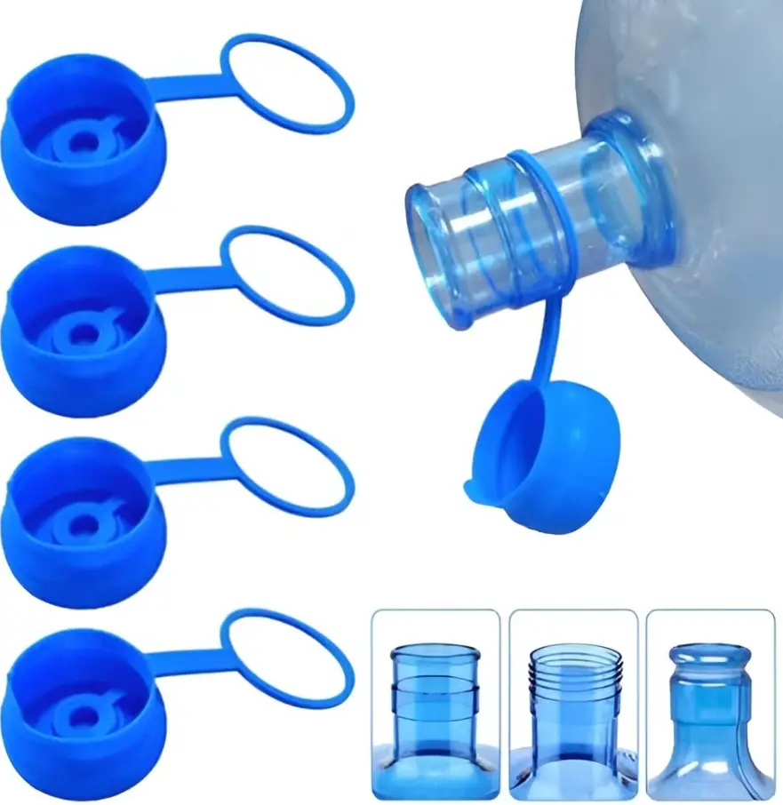 3-Cap Set Value Reusable Food Grade Silicone Water Jug Caps, 55mm Fit for Standard/Screw/Crown Tops 3gal & 5gal Bottles & Dispensers, Non-Spill Leakproof Kitchenware Drinkware Accessories