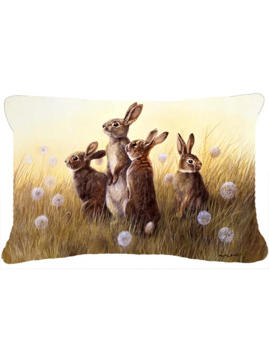 Glam Nature Motif Decorative Dandelion Rabbit Pillow - 16x12 in 100% Polyester Fabric, Fade-Resistant, Machine-Washable, Indoor/Outdoor Safe Decorative Pillow for Home, Outdoor Sofa Furniture