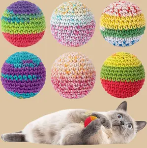 Handmade Crochet Cat Balls with Bell - Interactive Soft Knit Toys for Indoor Cats, Boredom Relief, Teething & Exercise, Colorful Kitten Play Balls