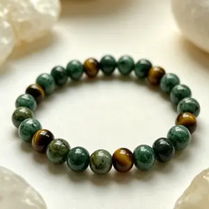 Hcrystyle Unisex Earth Signs Bracelet - Natural Tiger's Eye Stone & African Turquoise Combination, Enhances Practicality, Steadiness, Solidity Energy, Ideal Gift for Loved Ones/Friends for Birthday/Anniversary
