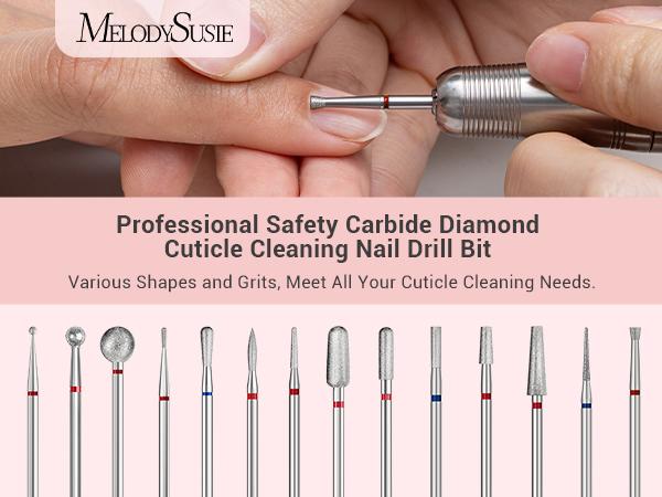 (Drill Bit Only) MelodySusie 6.7mm Inverted Tapered Cuticle Clean Nail Drill Bit - Tungsten Carbide, 0.08mm Depth, Two-Way Rotation for Nail Bed and Cuticle Care