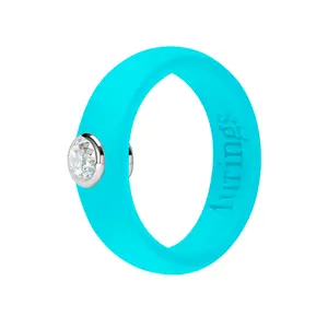 Turquoise Silicone Rhinestone Engagement Ring Size 4-12 | Sparkly Wedding Band, Hypoallergenic & Comfort Fit