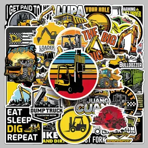 50pieces construction machinery cartoon hard core industrial wind stickers cool trend display cabinet tablet computer decorative stickers