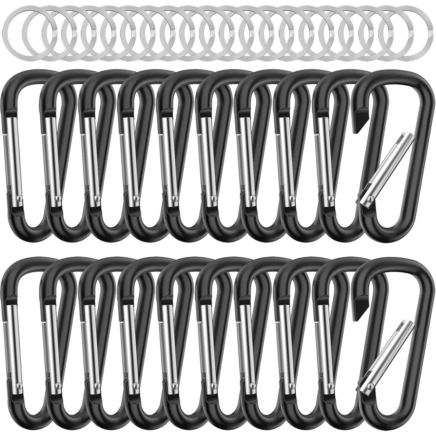 2.28" Small Carabiner Clip , D Ring Caribeaner Clip, Key Clip Caribeener Multipurpose, Set of 20 Pack