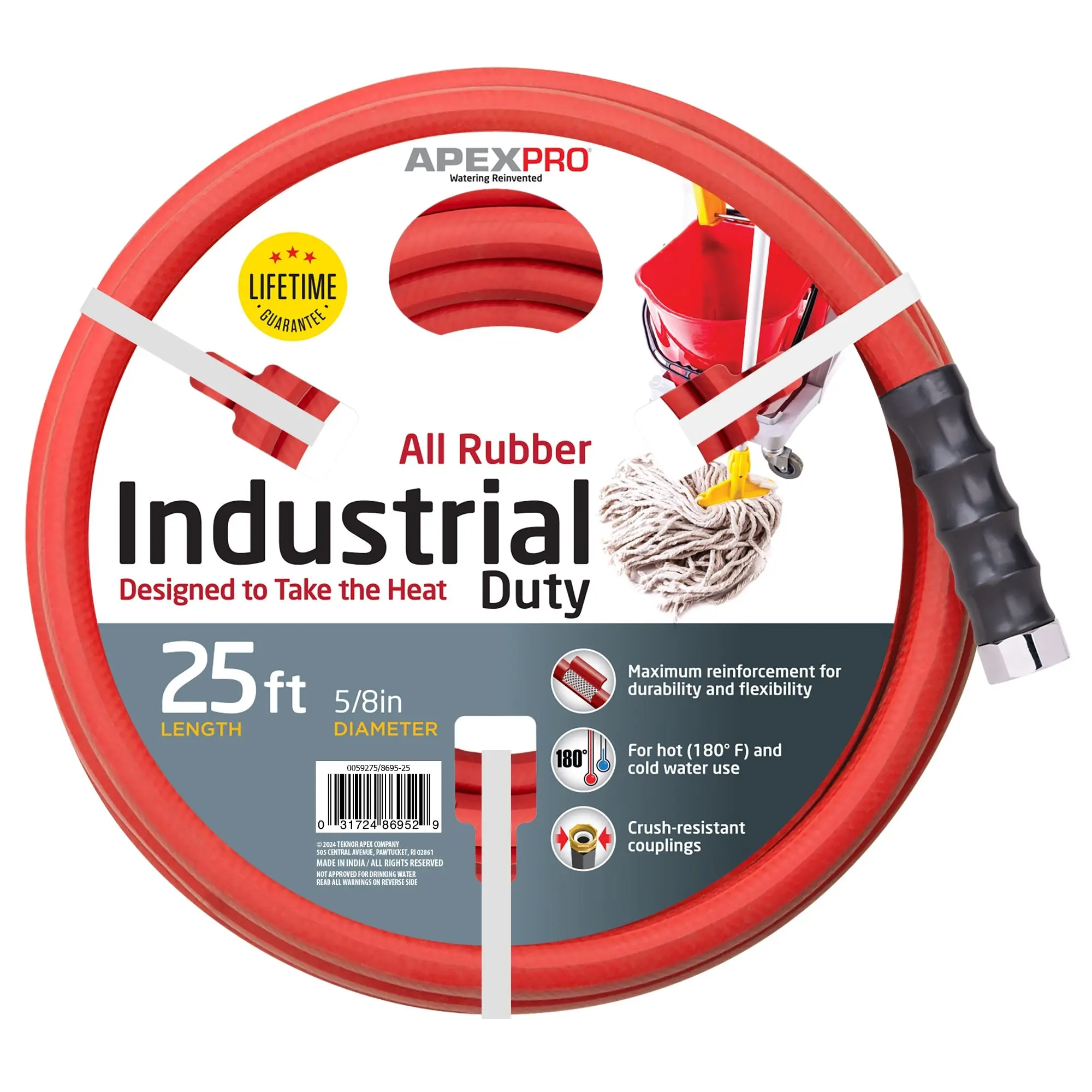 25ft Apex Commercial All Rubber Hot and Cold Water Hose, 8695-25