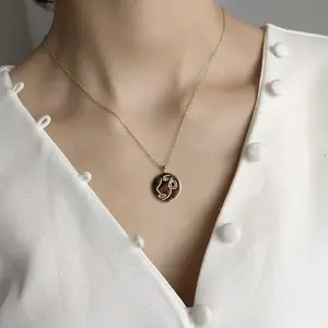 Abstract Face Necklace, Silver Chain Necklace