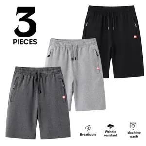 Casual Drawstring Sweat Shorts For Men With Zipper Pockets