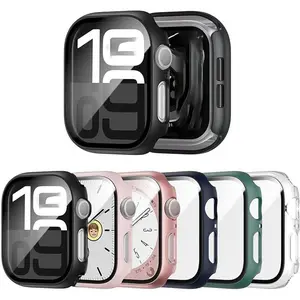 6 Pack Case with Tempered Glass Screen Protector for Apple Watch, Ultra-Thin Scratch Resistant Full Protective Hard PC Bumper Cover for Apple Watch