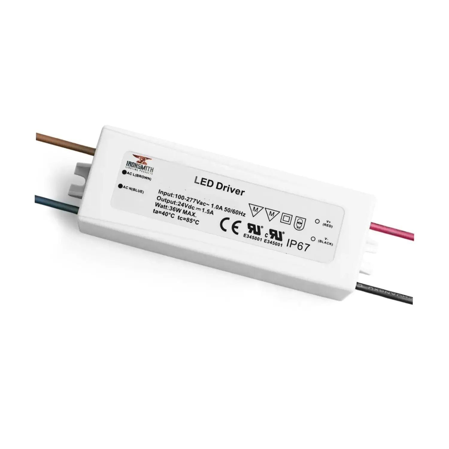 100-240V AC - 24V DC | 36W Non-Dimmable LED Constant Current Driver