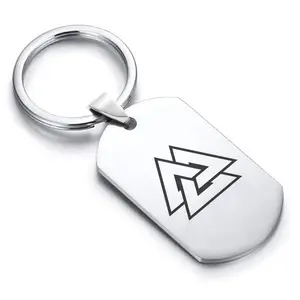 Stainless Steel Viking Valknut Dog Tag Keychain
