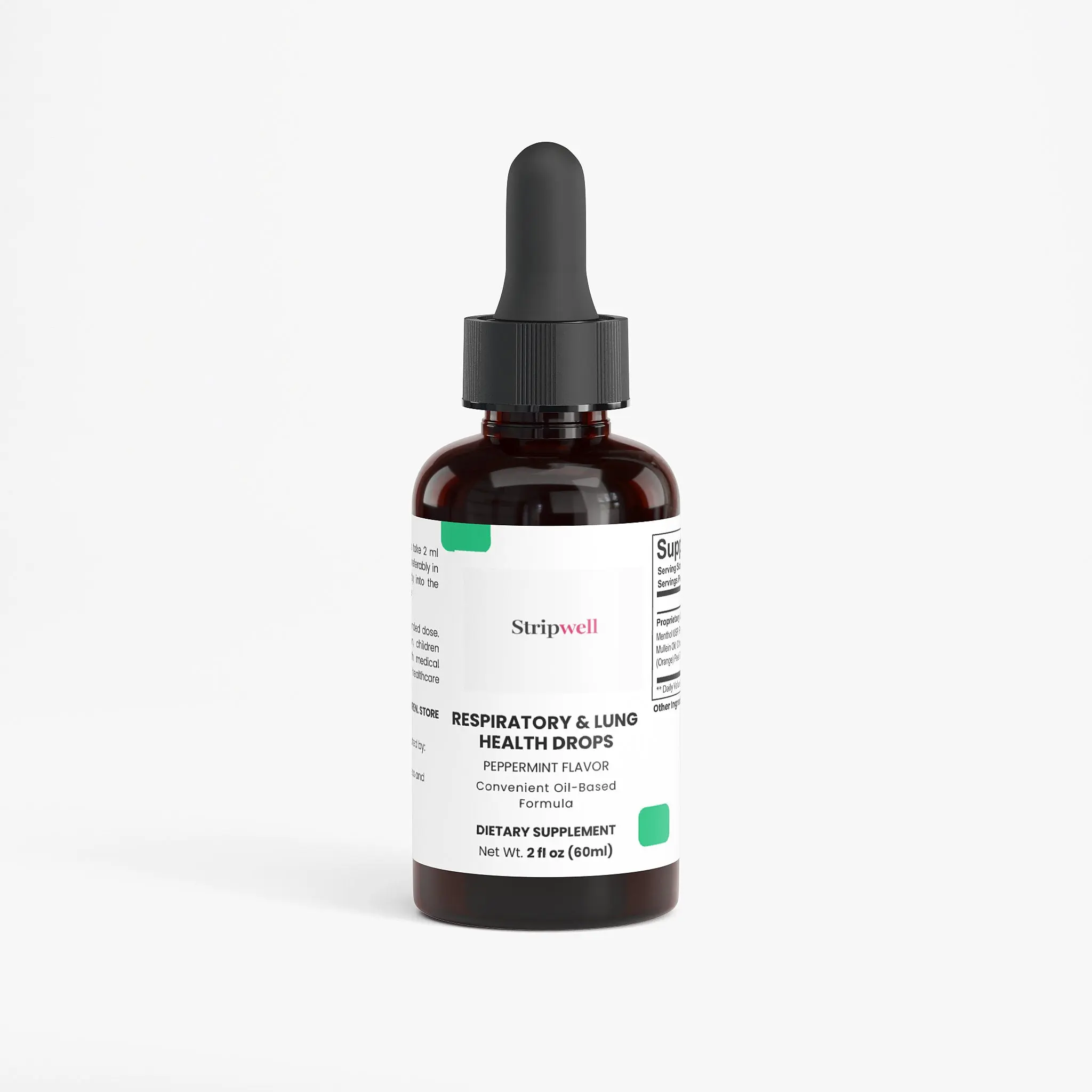 StripsWell Botanical Essential Oil Liquid Drops - MCT Oil-Infused, Menthol-Boosted Healthcare Solution for Respiratory & Lung Treatment, Dropper-Applicable, Beverage-Mixable (For US Adults' Health & Athletic Wellness)