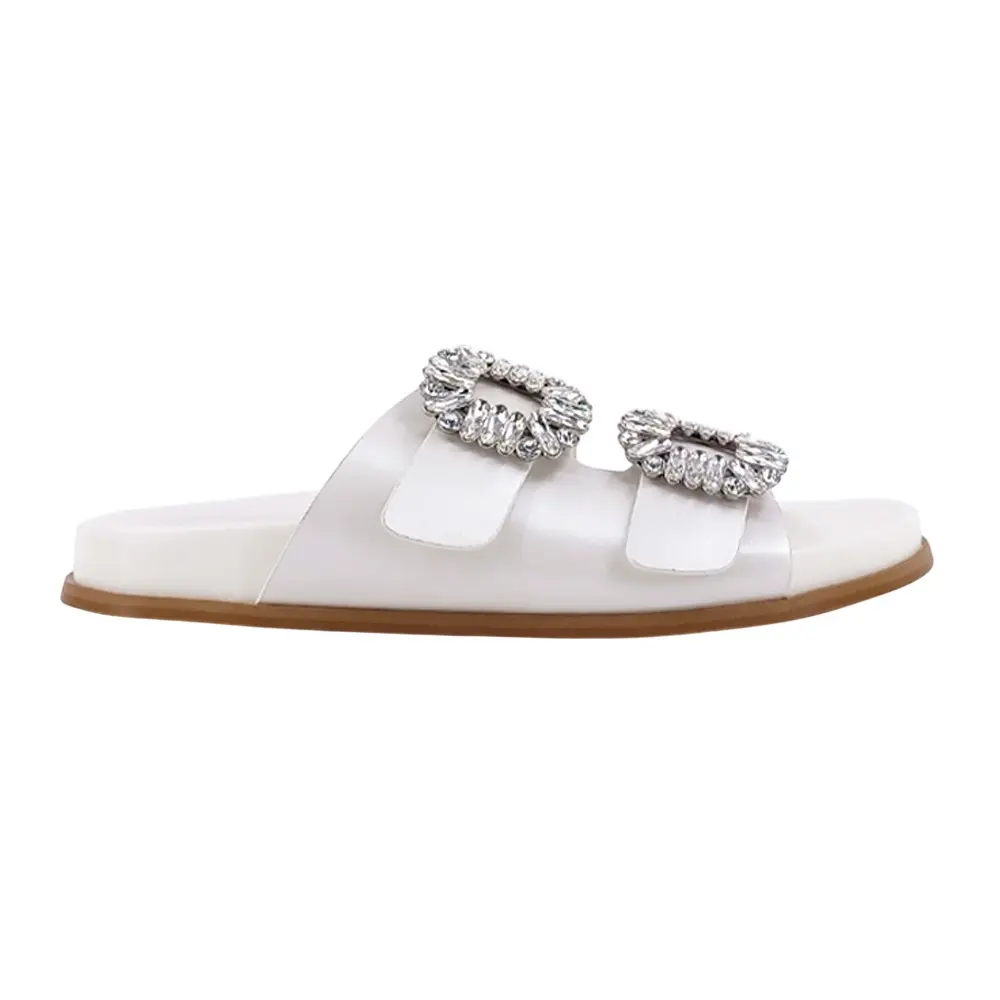 Shu Shop Womens Bridget Rhinestone Casual Sandals Casual - White